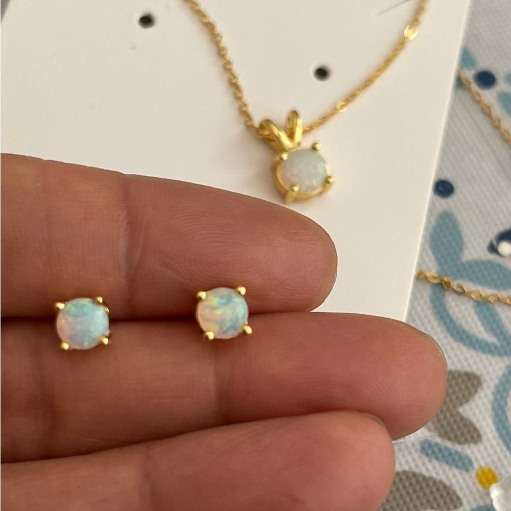 Solid Sterling Silver 925 White Opal Set - image 6